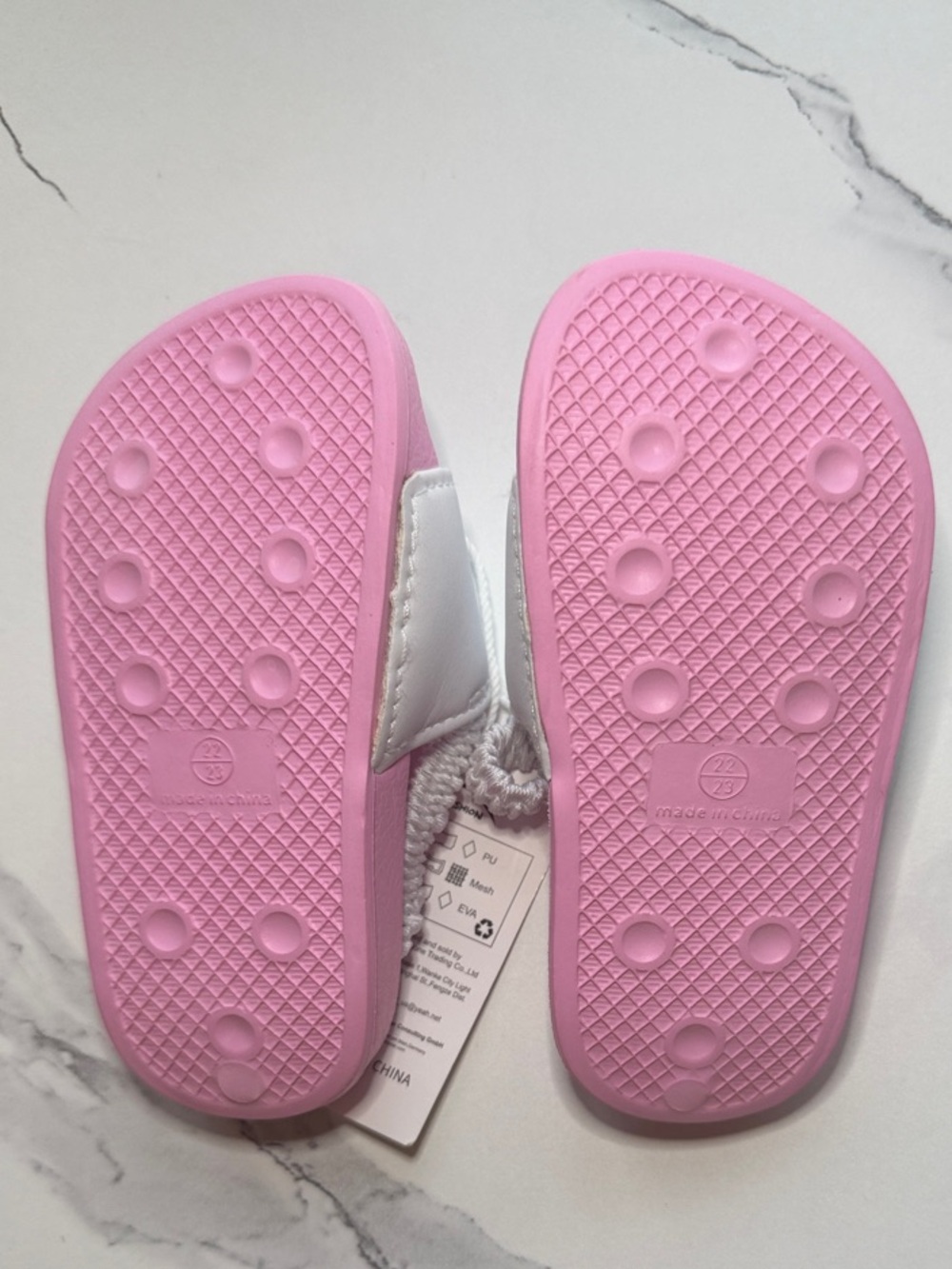 Kids Unicorn Slide Sandals by — Pink and White - Picture 2 of 2